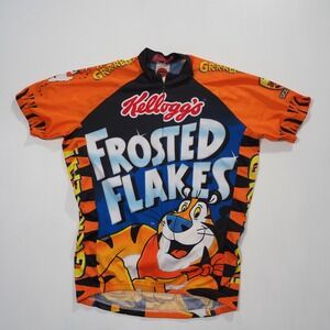 VTG Kelloggs Frosted Flakes Tony Tiger Cycling Large Orange World Jerseys Y2K